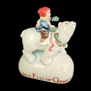 Mary Engelbreit Nature is Full of Genius‎ Christmas Polar Bear Boy Figurine Vtg